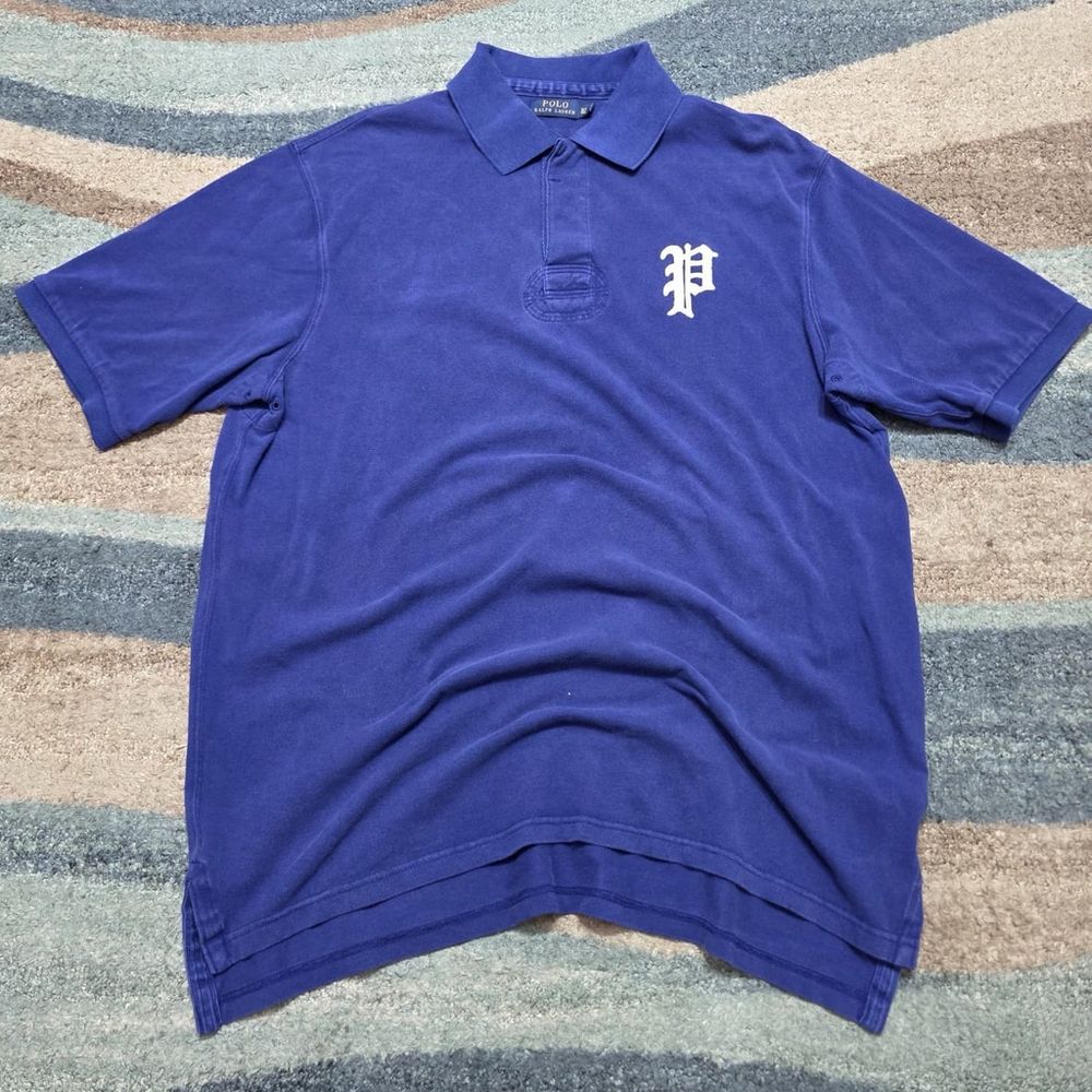 Polo Ralph Lauren Blue Polo Shirt Old English P Logo XL Tall Cotton